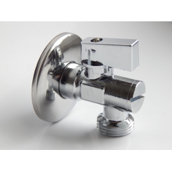 Zawór kątowy kulowy do spłuczki z filtrem i rozetą  1/2" x 3/8"
